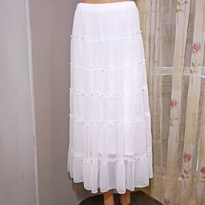 Antthony White Tiered Maxi Skirt